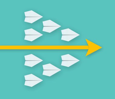 benzersizlik kavramı, önde gelen ok ile kağıt uçak