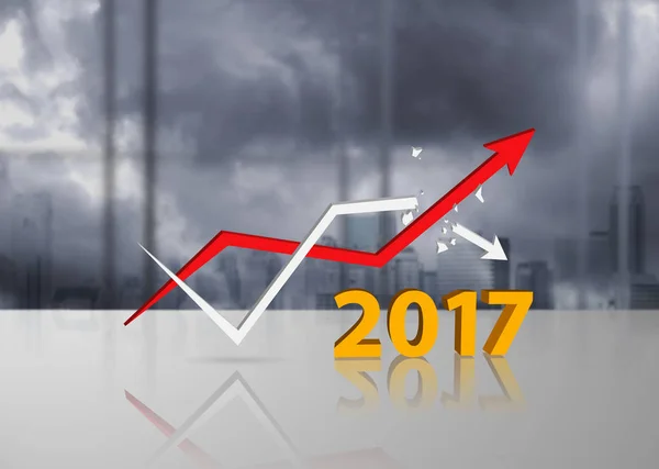 Concepto Tendencias 2017 con gráficos crecientes y decrecientes — Foto de Stock