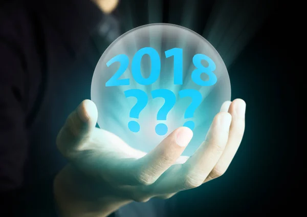 Concepto futuro del año 2018 en bola de cristal — Foto de Stock