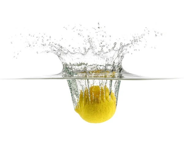 Капля Лимона Газированной Газированной Воде Освежающий Сок — стоковое фото