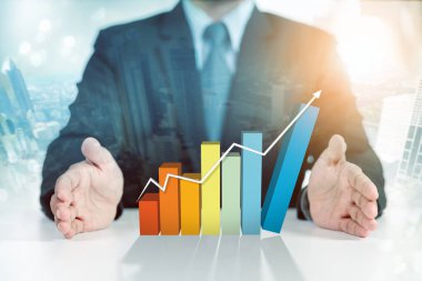 işadamı mevcut yükselen grafiği, iş büyüme kavramı