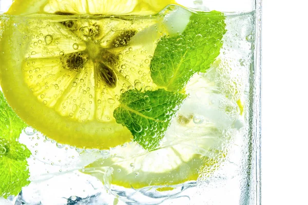 Gota Limón Agua Con Gas Gaseosa Refresco Jugo — Foto de Stock