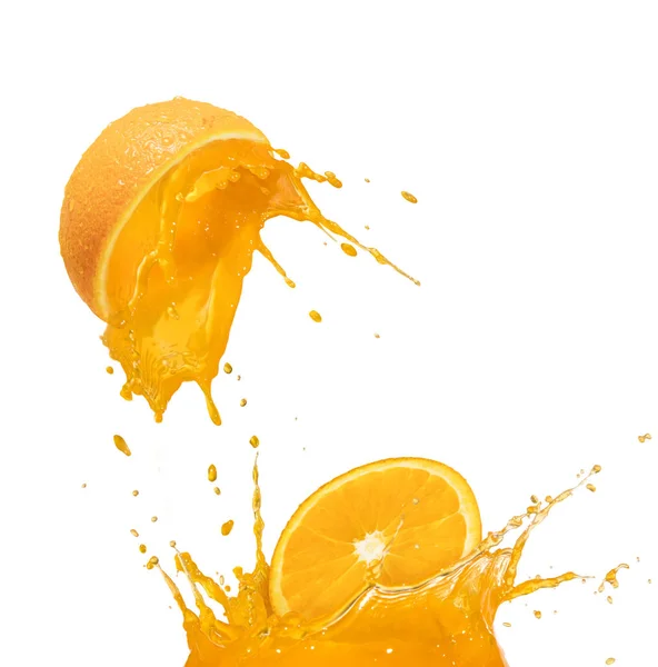 Gota Jugo Naranja Salpicadura Cítricos — Foto de Stock