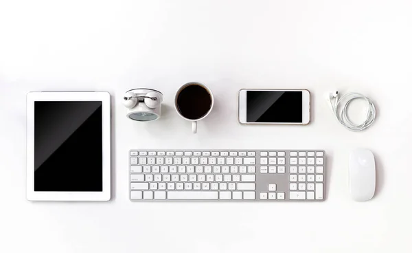 Arbeitsbereich Von Oben Mit Tablet Und Computer — Stockfoto