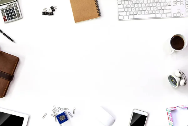 Arbeitsbereich Von Oben Mit Tablet Und Computer — Stockfoto