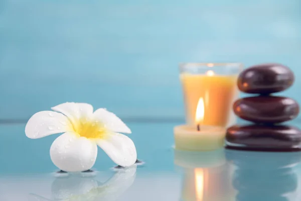 Spa Concept Candle Stone Flower Bamboo Relaxation — Stock Photo, Image