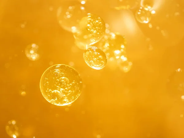 Golden Yellow Bubble Oil Droplet Abstract Background — Stock Photo, Image