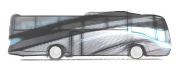 Sürücüsüz Otonom Otomatik Sürücü Otobüsü. Sürücüsüz elektrikli gelecekteki araba taşımacılığı.