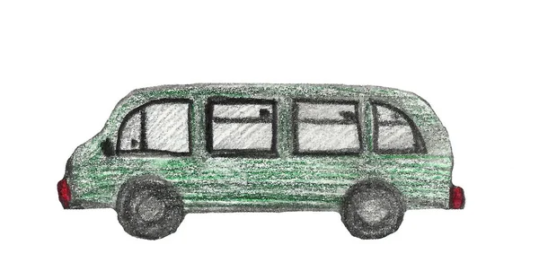 Mano dibujado acuarela dibujos animados garabato coche autobús. textil, papel de regalo para niños . — Foto de Stock