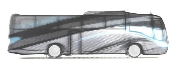 Sürücüsüz Otonom Otomatik Sürücü Otobüsü. Sürücüsüz elektrikli gelecekteki araba taşımacılığı.