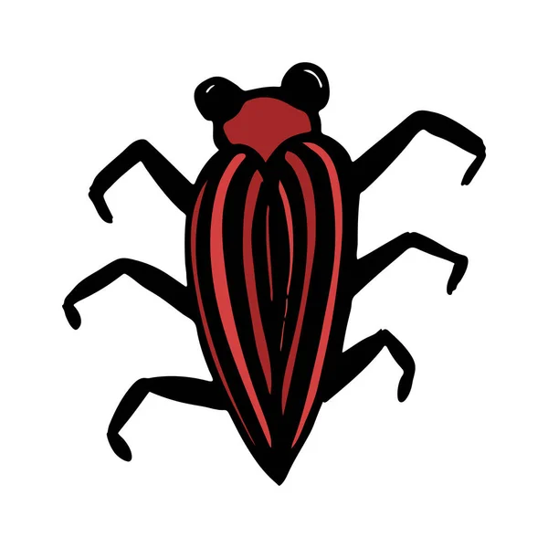 Ręcznie rysowane chrząszcze wektorowe. Czarne i białe owady do projektowania, ikony, logo lub nadruku. Rysunek z kropkami. — Wektor stockowy
