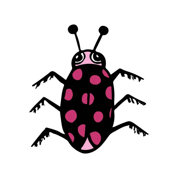 Handgetekende vectorkevers. Zwart-witte insecten voor ontwerp, iconen, logo of bedrukking. Getekend met stippen. — Stockvector