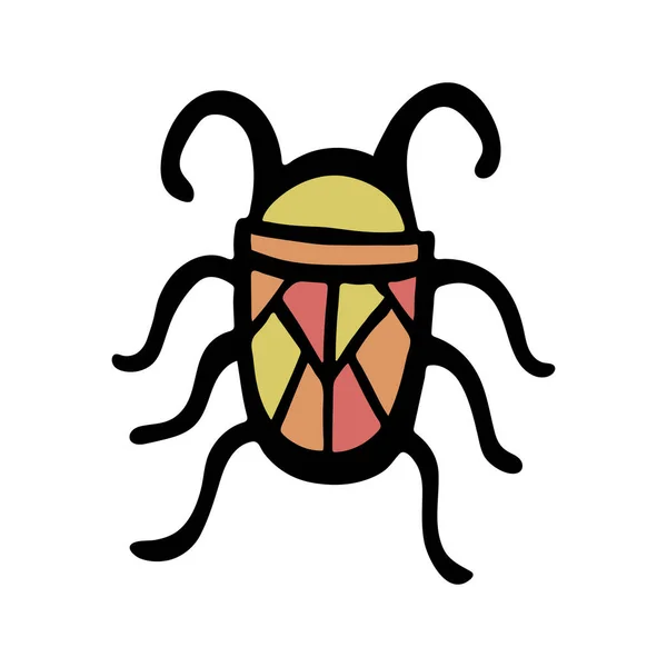 Escarabajos vectores dibujados a mano. Insectos blancos y negros para diseño, iconos, logotipo o impresión. Dibujado con puntos . — Vector de stock