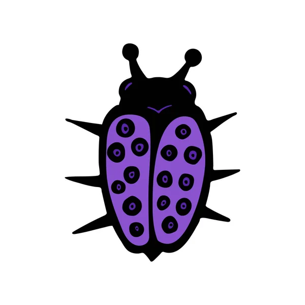 Handgetekende vectorkevers. Zwart-witte insecten voor ontwerp, iconen, logo of bedrukking. Getekend met stippen. — Stockvector