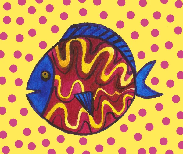 Набор иллюстраций морских тропических рыб. Акварель ручной работы фон. Морская жизнь — стоковое фото