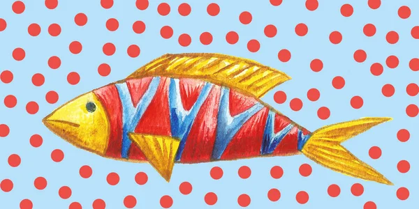 Soubor ilustrace tropických ryb. Akvarel ručně kreslené pozadí. Mořský život — Stock fotografie