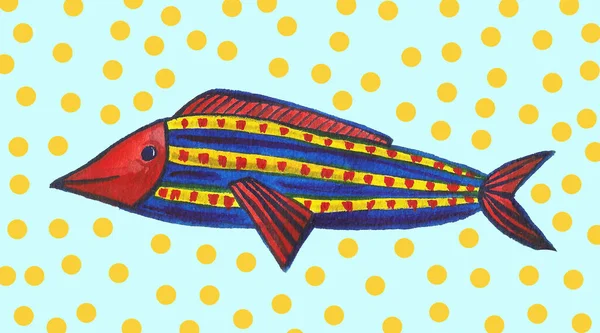 Conjunto de ilustración marina de peces tropicales. Acuarela dibujado a mano fondo. Vida marina marina — Foto de Stock