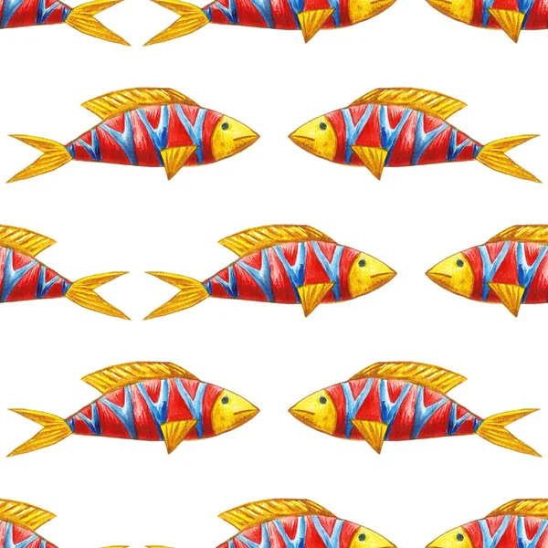 Набір морських тропічних риб ілюстрації. Акварель намальований ручним тлом. Морське життя океану — стокове фото