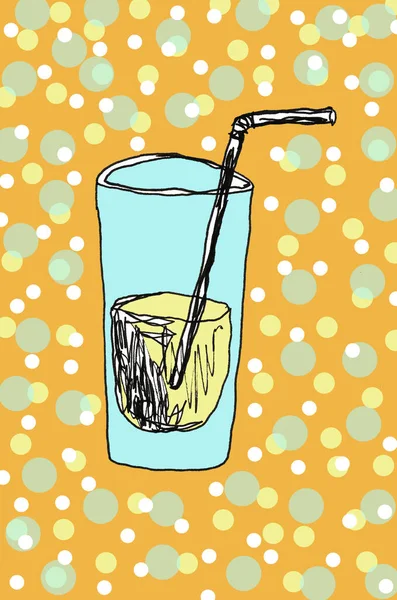 Ein Glas Wasser, das mit der Hand gezogen wird. Bleistift Illustration — Stockfoto