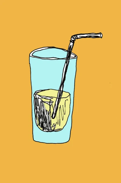 Een glas water hand getekend met een beroerte. illustratie van de pen — Stockfoto