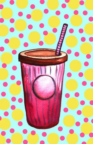 Aquarell Smoothie Coctail Shake. handbemaltes tropisches Sommergetränk isoliert auf weißem Hintergrund. Nahrungsmittelillustration. für Design oder Hintergrund — Stockfoto