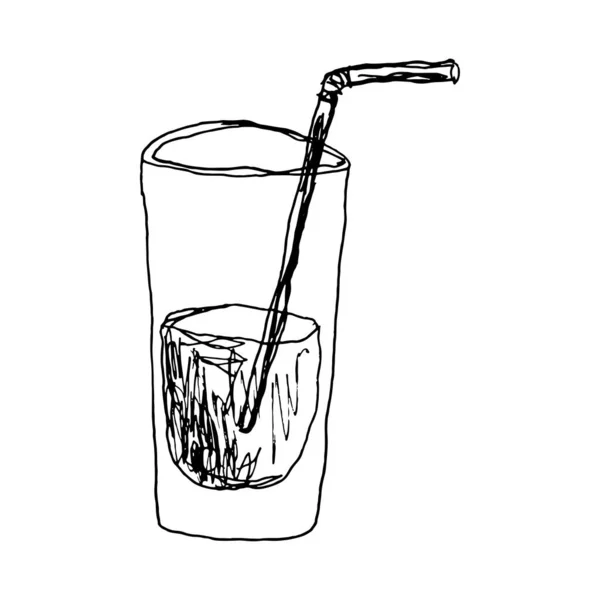 Een glas water hand getekend met een beroerte. illustratie van de pen — Stockvector