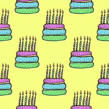 Suluboya kekler, farklı kek çeşitleri olan kekler: çilek, yabanmersini, çikolata. Turunçgil, ahududu. İzole edilmiş. Farklı menü, reklam ve kafe tasarımları için kullanması kolay