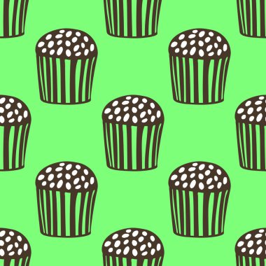 Suluboya kekler, farklı kek çeşitleri olan kekler: çilek, yabanmersini, çikolata. Turunçgil, ahududu. İzole edilmiş. Farklı menü, reklam ve kafe tasarımları için kullanması kolay