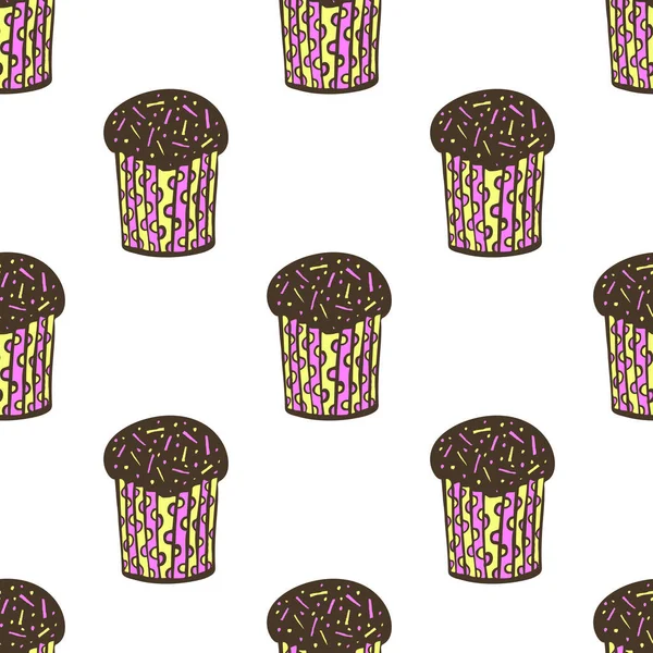 Cupcakes aquarela, muffins conjunto com diferentes tipos de bolos: morango, mirtilo, chocolate. citrinos, framboesa. Isolado. Fácil de usar para design diferente de menu, propaganda, café etc — Vetor de Stock