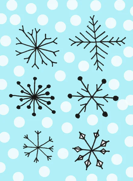 Σετ εικονιδίου νιφάδας χιονιού. Χειροποίητες σχεδιαστικές απεικονίσεις. Χειμώνας, διακοπές, κρύο — Φωτογραφία Αρχείου
