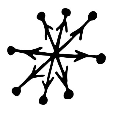 Kar Tanesi düz vektör simgesi ayarlandı. El çizimi biçim çizimleri.