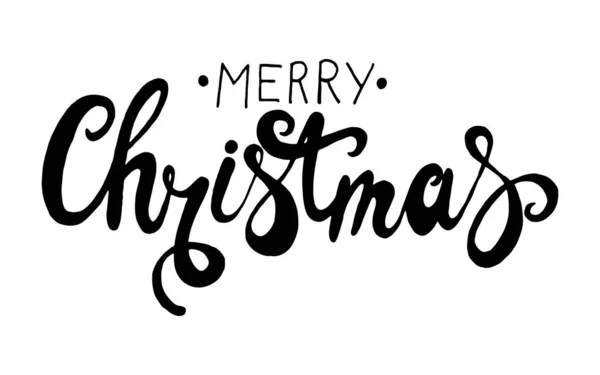 Merry Christmas hand getekend letters. Geïsoleerd op witte achtergrond. Design voor decor, kaarten, print, web, poster, banner, t-shirt — Stockvector