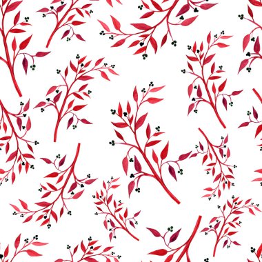 Beyaz arka planda böğürtlenli suluboya dallarla çizilmiş güzel bir çerçeve - kış konsepti, noel