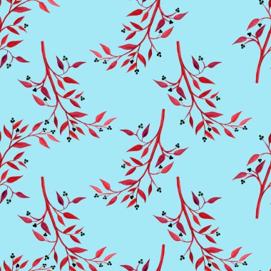 Beyaz arka planda böğürtlenli suluboya dallarla çizilmiş güzel bir çerçeve - kış konsepti, noel