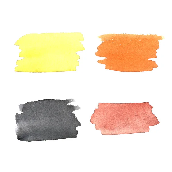 Acuarela acuarela abstracta dibujado a mano borrón colorido amarillo naranja rojo azul verde púrpura pintura manchas manchas mancha . — Foto de Stock