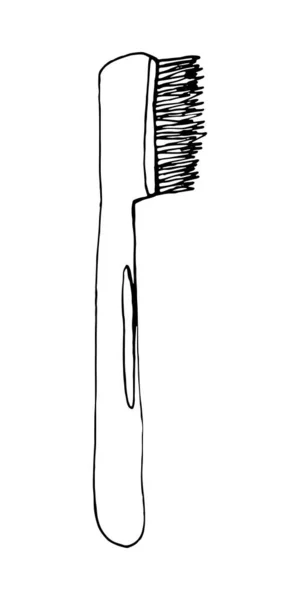 かわいい幸せな漫画の歯ブラシで洗浄され、水を設定します。手描き線画漫画ベクトルイラスト. — ストックベクタ