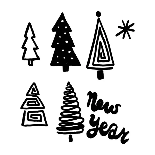 İyi bayramlar. Kutlama kartları, durağan, hediye etiketleri, hatıra defterleri, davetiyeler için harf ve dekorasyon vektör unsurlarıyla el çizimi Noel vektörü koleksiyonu. — Stok Vektör