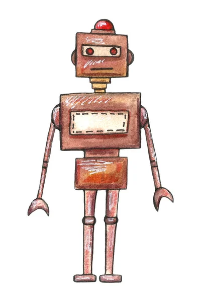 Acuarela mano dibujado lindo conjunto de robots. Dibujos animados buena ilustración —  Fotos de Stock