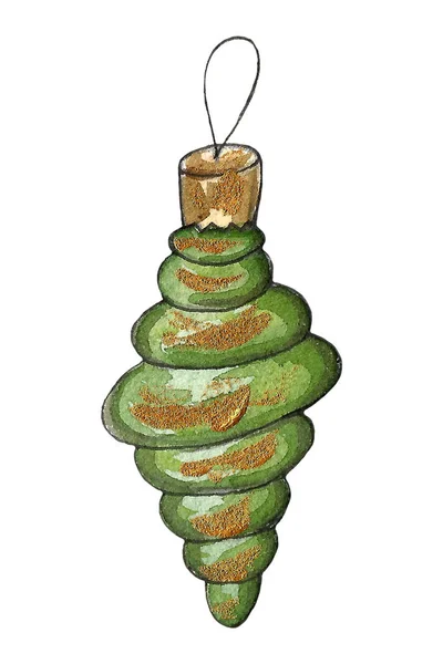 Weihnachtszwiebeln handgemachte Aquarell-Illustration. Weihnachtskugeldekoration. dekorativer Hintergrund für Kopfzeile oder Grußkarte, Kugeln-Dekorationen — Stockfoto