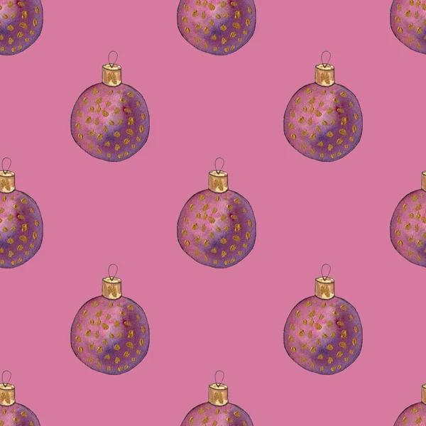 Bulbos de Navidad hechos a mano ilustración acuarela. decoración de la bola de Navidad. fondo decorativo para cabecera o tarjeta de felicitación, adornos bauble —  Fotos de Stock