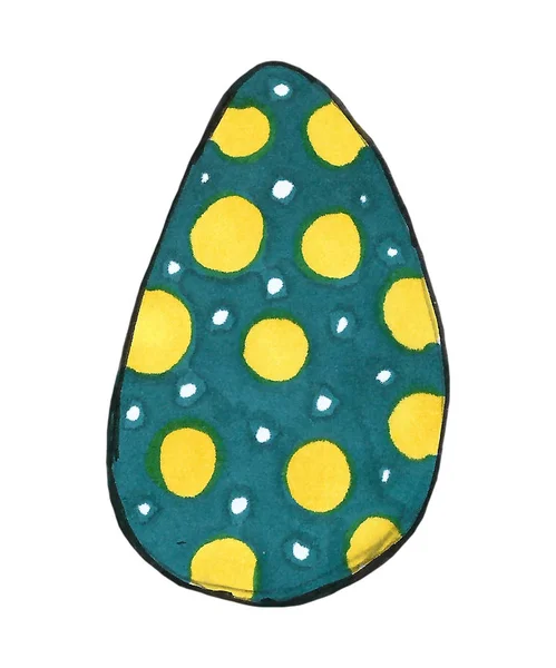 Akvarell kék sárga húsvéti tojás közelkép elszigetelt fehér alapon. Kézfestés papíron. Művészeti tervezési elem — Stock Fotó