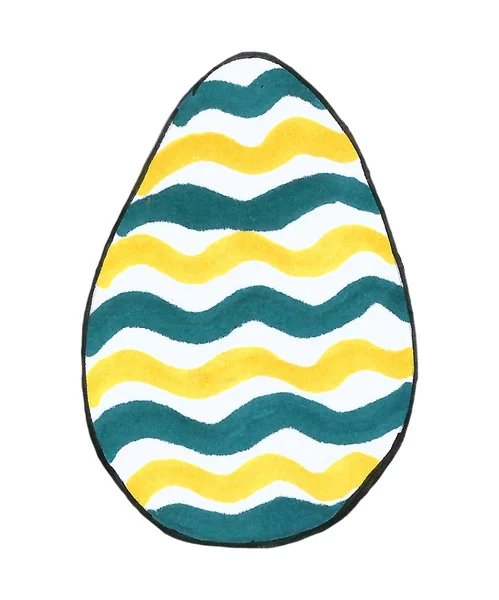 Suluboya mavi Paskalya yumurtası. Beyaz arka planda izole edilmiş. Kağıt üzerinde el boyaması. Sanat tasarımı ögesi — Stok fotoğraf