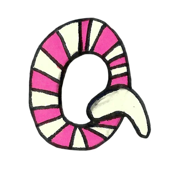 Vinteralfabetet med eleganta rosa dekorerade bokstäver. Akvarell handritat brev. Element för utformning — Stockfoto
