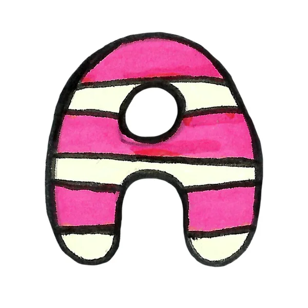 Alfabeto de inverno de elegantes letras decoradas rosa. Carta desenhada à mão aquarela. Elemento para design — Fotografia de Stock