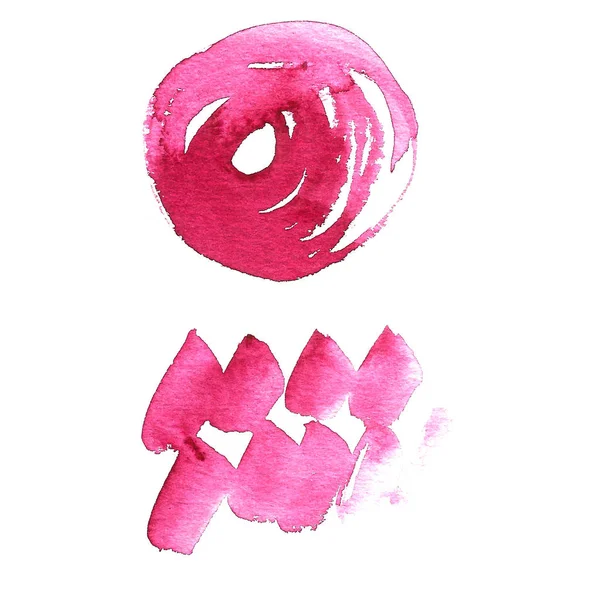 Roztomilý růžový zajíček a skvrny. Vtipný kreslený akvarel králík se srdcem — Stock fotografie