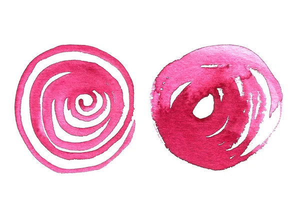 Aranyos rózsaszín nyuszi és foltok. Vicces rajzfilm akvarell nyúl szívvel — Stock Fotó
