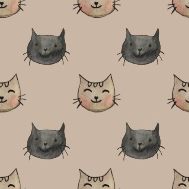 Tatlı hayvanlar için suluboya alfabe kedi yuvası seti. Çocuk odası poster sanat dekoru. Çocuk kıyafetleri renkli izler. Yüksek çözünürlükte elle çizilmiş resim.