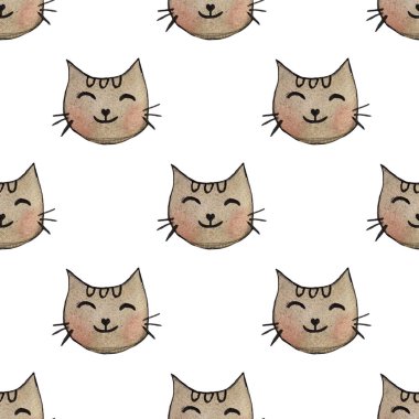 Tatlı hayvanlar için suluboya alfabe kedi yuvası seti. Çocuk odası poster sanat dekoru. Çocuk kıyafetleri renkli izler. Yüksek çözünürlükte elle çizilmiş resim.