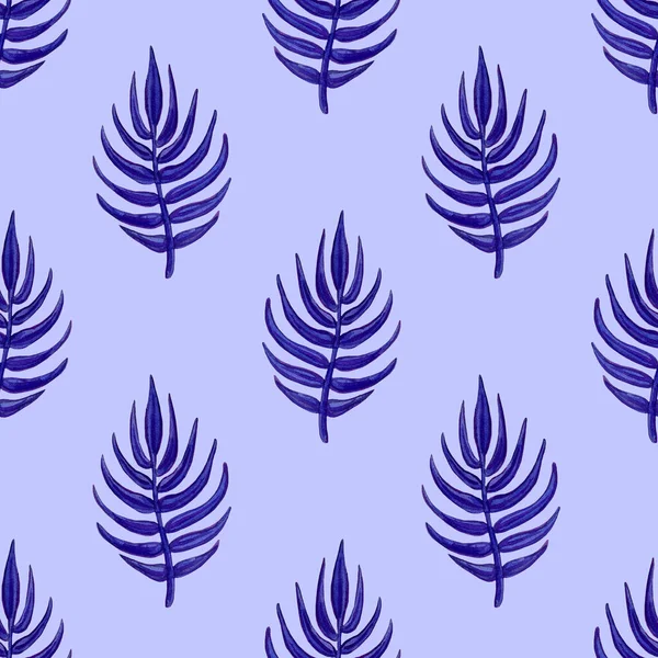Акварельно-голубые экзотические листья. Иллюстрация экзотических листьев вручную для летнего дизайна . — стоковое фото
