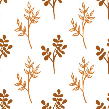 Yaprak ve çiçeklerle çizilmiş ağaç dallarının klasik, pürüzsüz deseni. Bahar zamanı, çiçek, çiçek, tatlı.